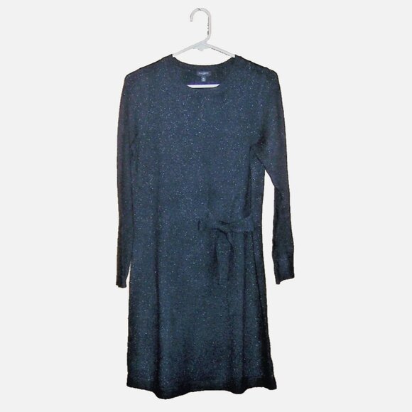 Talbots Black Sparkle Sweater Dress with Tie MP Medium Petite NWT Brand New $129 - Picture 1 of 4